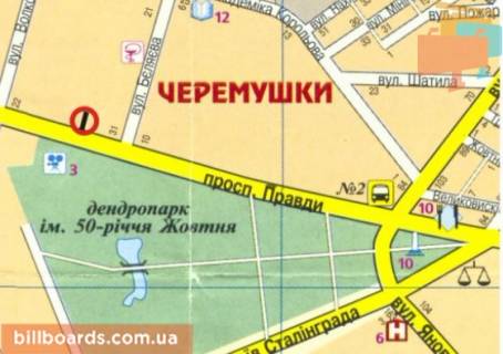 Billboard A in Kropyvnytskyi (Kirovograd), 3х6  st. Evgenia Tel'nova (pr-t.Pravdi) scheme