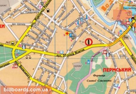 Billboard A in Kropyvnytskyi (Kirovograd), 3х6  st. Soborna (st. 50 rokiv Zovtna) scheme