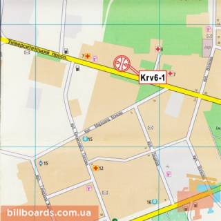 Billboard A in Kropyvnytskyi (Kirovograd) Universitets'kij av., 8 scheme
