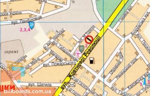 Billboard B in Kropyvnytskyi (Kirovograd), 3х6  st. Vokzal'na (st.Zovtnevoi Revolucii)  scheme