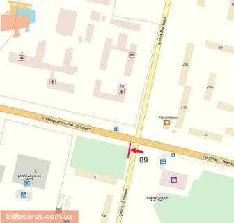 Billboard B in Kropyvnytskyi (Kirovograd), 3х6  pr-t Universitets'kij/ st.Geroiv-ratuval'nikiv scheme