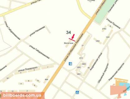 Billboard A in Kropyvnytskyi (Kirovograd), 3х6  st. Vokzal'na (st.Zovtnevoi Revolucii)  scheme