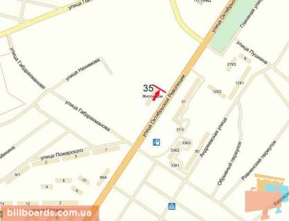 Billboard B in Kropyvnytskyi (Kirovograd), 3х6  st. Vokzal'na (st.Zovtnevoi Revolucii)  scheme