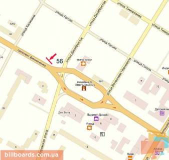 Billboard A in Kropyvnytskyi (Kirovograd), 3х6  st. Preobrazens'ka/plosa B.Hmel'nicogo scheme