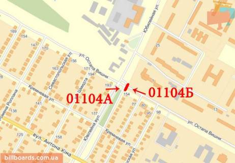 Billboard B in Kramatorsk Uvilejna st. - Visni st., rozdil'nik scheme