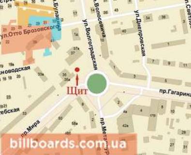 Billboard B in Krivy Rig 200-letia Krivogo Roga av., 14 / Spasskaa st. scheme