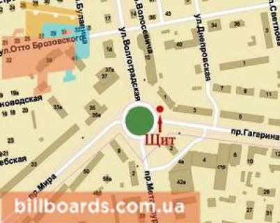 Billboard B in Krivy Rig Gagarina av., 1 - Gor'kogo pl. scheme