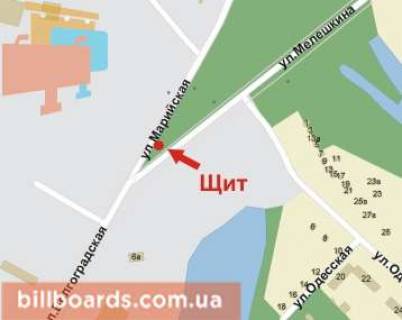 Billboard B in Krivy Rig Volgograds'ka st., 6a - Marijs'ka st., niznij scheme