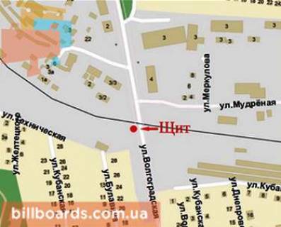 Billboard B in Krivy Rig Volgograds'ka st., zaliznicnij mist scheme