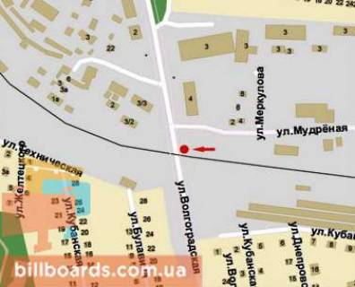 Billboard B in Krivy Rig Volgograds'ka st. - Merkulova st., verhnij scheme
