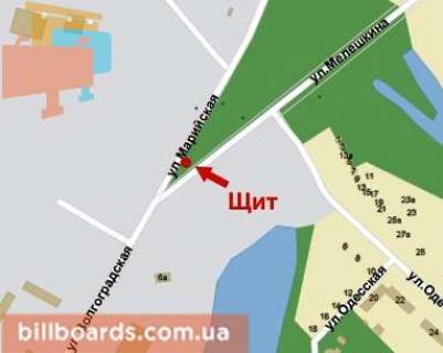 Billboard A in Krivy Rig Volgograds'ka st., 6a - Marijs'ka st., niznij scheme