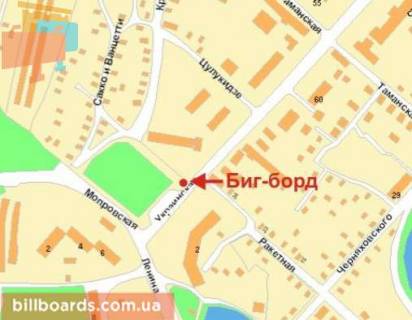 Billboard B in Krivy Rig Ukrains'ka st., 2 - Svato-Mikolaivs'ka st. (kolis. Lenina st.) scheme