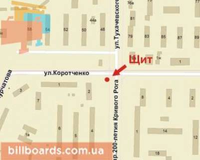 Billboard A in Krivy Rig 200-ricca Krivogo Rogu av., 2 - Fuksa st. scheme