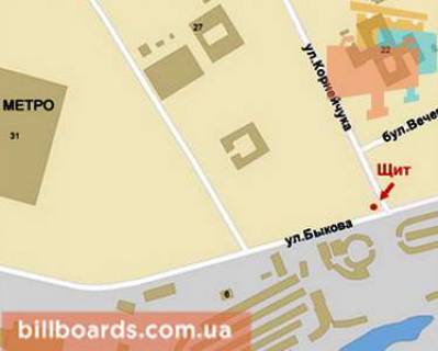 Billboard A in Krivy Rig Bikova st. - Avramenko st. (kolis. Kornijcuka st.) scheme