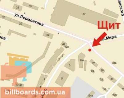 Billboard A in Krivy Rig Lermontova st., 26a - Starovokzal'na st. (kolis. Uric'kogo st.) scheme