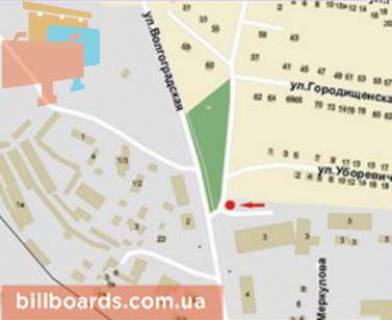 Billboard A in Krivy Rig Volgograds'ka st., 3 - Medova st. scheme