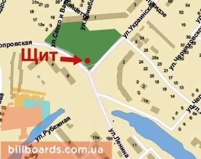 Billboard A in Krivy Rig Ukrains'ka st., 1 - Prorizna st. scheme