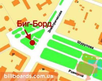 Billboard A in Krivy Rig Elektricna st. - Rzankina st., niznij scheme