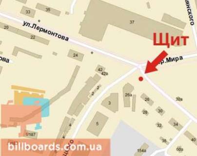Billboard B in Krivy Rig Lermontova st., 26a - Starovokzal'na st. (kolis. Uric'kogo st.) scheme