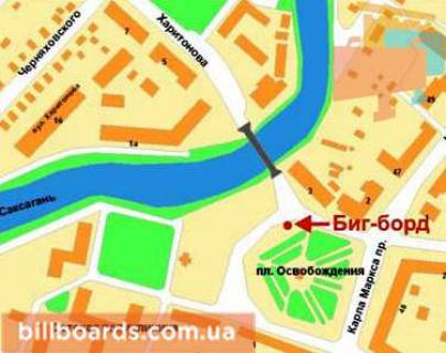Billboard A in Krivy Rig Vizvolenna pl., 3 - Haritonova st. scheme
