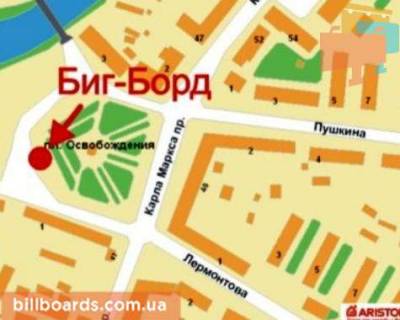 Billboard A in Krivy Rig Vizvolenna pl., 1 - Lermontova st. scheme