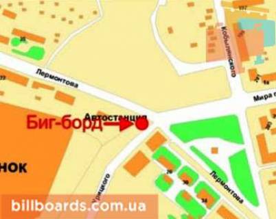 Billboard A in Krivy Rig Lermontova st., 42a - Starovokzal'na st. (kolis. Uric'kogo st.) scheme