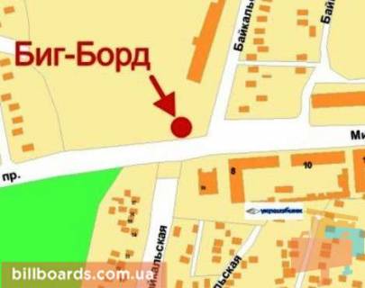 Billboard B in Krivy Rig Miru av., 5e - Bajkal's'ka st. scheme
