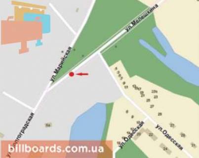 Billboard B in Krivy Rig Volgograds'ka st. - Marijs'ka st. scheme