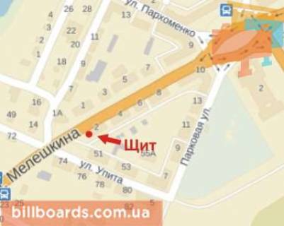 Billboard B in Krivy Rig Volodimira Velikogo st. (kolis. Meleskina st.), 2 - Artema pl. scheme