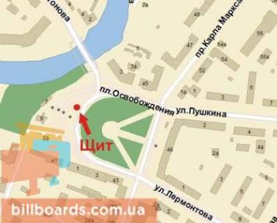 Billboard B in Krivy Rig Vizvolenna pl., 3 - Haritonova st. scheme