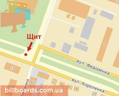 Billboard A in Krivy Rig Teresenko st. (kolis. Fedorenko st.) - Korolenko st., 17 scheme