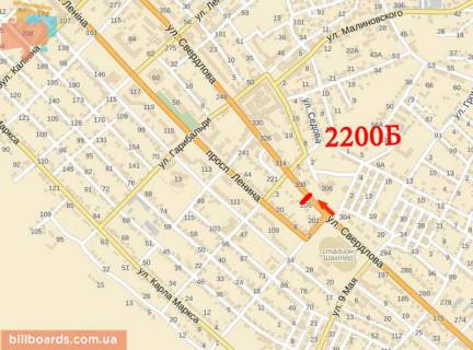 Billboard B in Lisichansk Sosuri st. (kolis. Sverdlova st.), 25 scheme