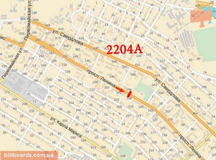 Billboard A in Lisichansk Peremogi st. (kolis. Lenina st.), 149 scheme