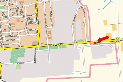 Billboard B in Lutsk, 3x6  Rivnens'ka st., miz AZS "BRSM" i "OKKO", v centr scheme