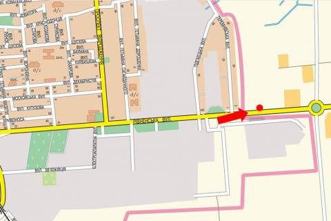 Billboard B in Lutsk, 3x6  Rivnens'ka st., bila AZS "BRSM", z centru scheme