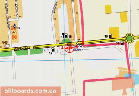 Billboard  in Lutsk Rovenskaa st., 154, gostinicy  "Okolica", v centr scheme