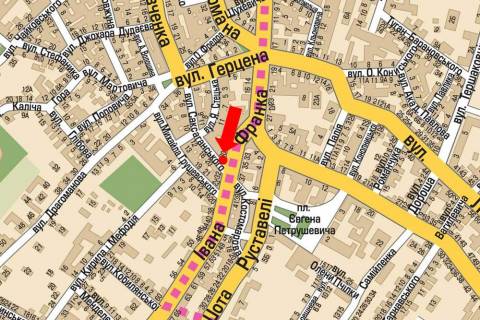 Citylight A in Lviv, 1.8x1.2  Franka st. / Saksagans'kogo st., 13, bank "Credit Agricole" scheme