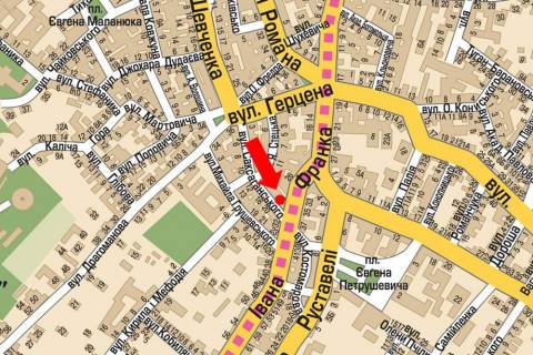 Citylight B in Lviv, 1.8x1.2  Saksagans'kogo st., 22 / Franka st. scheme