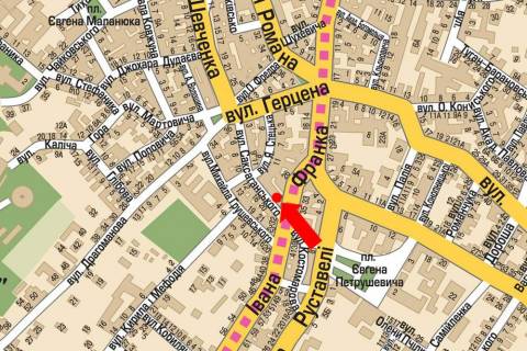 Citylight A in Lviv, 1.8x1.2  Saksagans'kogo st., 22 / Franka st. scheme