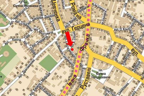 Citylight B in Lviv, 1.8x1.2  Saksagans'kogo st., 14 / Stec'ko st. scheme