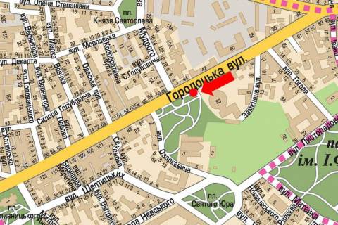 Citylight B in Lviv, 1.8x1.2  Gorodoc'ka st., 83, Cirk, z centru scheme