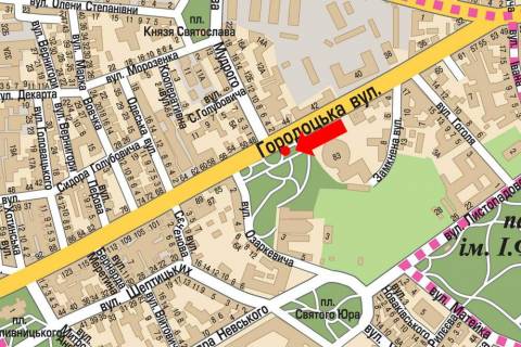 Citylight B in Lviv, 1.8x1.2  Gorodoc'ka st. / Aroslava Mudrogo st., z centru scheme