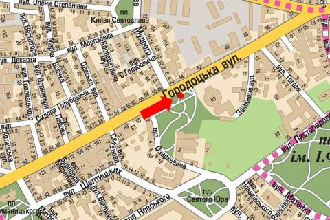 Citylight A in Lviv, 1.8x1.2  Gorodoc'ka st. / Aroslava Mudrogo st., v centr scheme