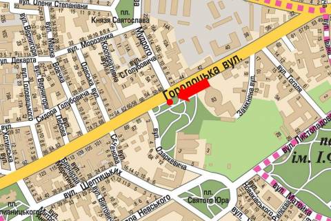 Citylight B in Lviv, 1.8x1.2  Gorodoc'ka st. / Aroslava Mudrogo st., z centru scheme