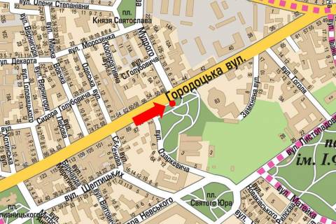 Citylight A in Lviv, 1.8x1.2  Gorodoc'ka st. / Aroslava Mudrogo st., v centr scheme