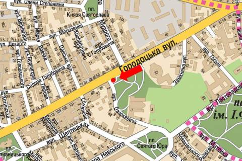 Citylight B in Lviv, 1.8x1.2  Gorodoc'ka st., 52 / Ozarkevica st., z centru scheme