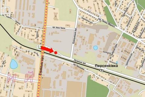 Billboard B in Lviv, 3x6  Lugans'ka st., bila AZS, v bik Cervonoi Kalini av. scheme