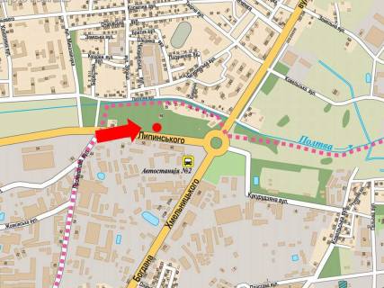 Billboard B in Lviv, 3x6  Lipins'kogo st., 60, navproti gotelu "Volter", v bik Hmel'nickogo av. scheme