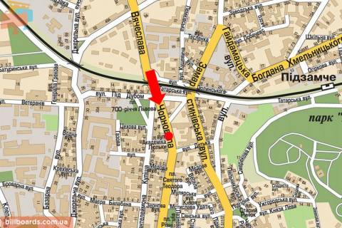 Cityscroll A in Lviv, 1.8x1.2  Cornovola av. / Det'ko st., Rozdil'nik, v centr scheme