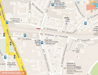 Billboard A in Lviv Zamarstinivs'ka st., v centr, pravij scheme